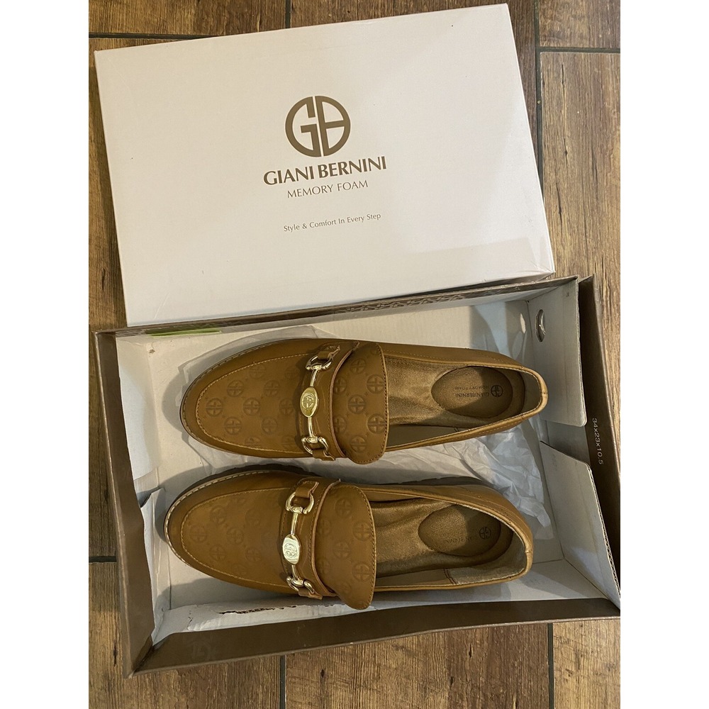 Giani Bernini Women's FIFFEE Size 9M Memory Foam Brown LEATHER Loafers EUC